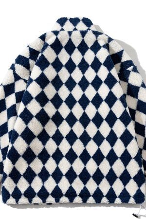 Concert Outfit Diamond Pattern Sherpa Winter Coat