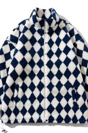 Concert Outfit Diamond Pattern Sherpa Winter Coat