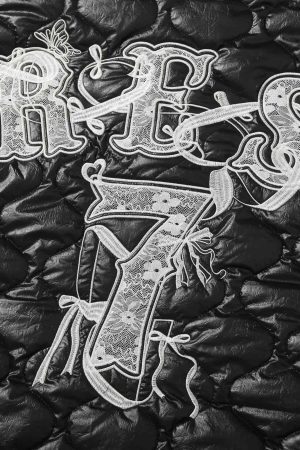 Concert Outfit Diamond Quilted Letter Embroidery Quilted Jacket