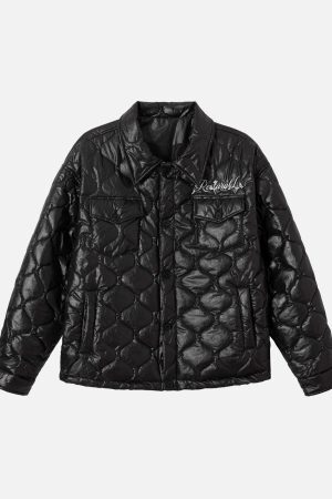 Concert Outfit Diamond Quilted Letter Embroidery Quilted Jacket