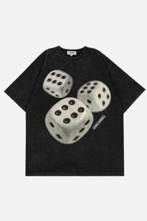 Concert Outfit Dice Print Washed Tee