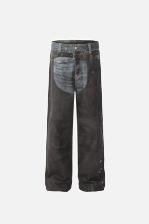 Concert Outfit Digital 3D Printed Fake Two Pair Jeans