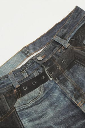 Concert Outfit Digital 3D Printed Fake Two Pair Jeans