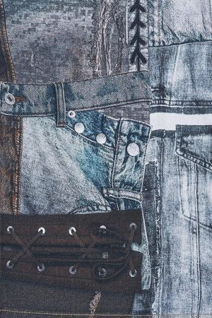 Concert Outfit Digital Printed Faux Panel Jeans