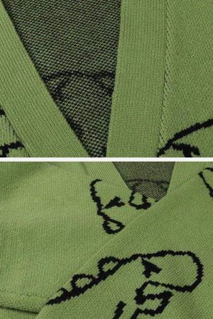 Concert Outfit Dinosaur Cartoon Pattern Knit Cardigan