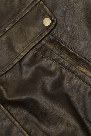 Concert Outfit Dip-Dye Washed Faux Leather Jacket