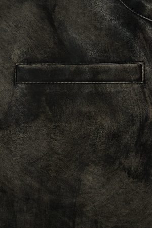 Concert Outfit Dirt Color Faux Leather Jacket