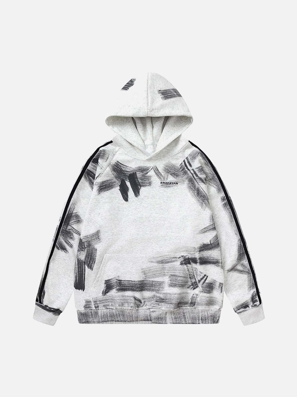 Concert Outfit Dirty Brush Painted Graffiti Hoodie Concert Outfit Dirty Brush Painted Graffiti Hoodie