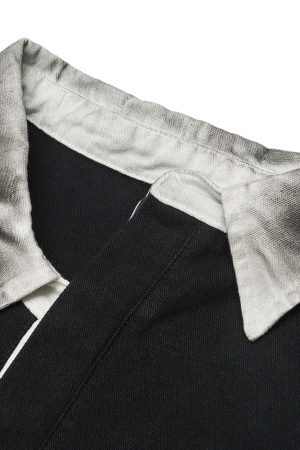 Concert Outfit Dirty-Dye Embroidered Long Sleeve Polo Shirt