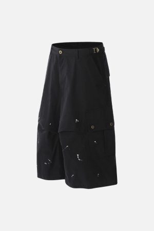 Concert Outfit Dirty Dyed Distressed Cargo Jorts