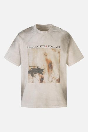 Concert Outfit Dirty-Dyed Washed Crew Neck T-Shirt