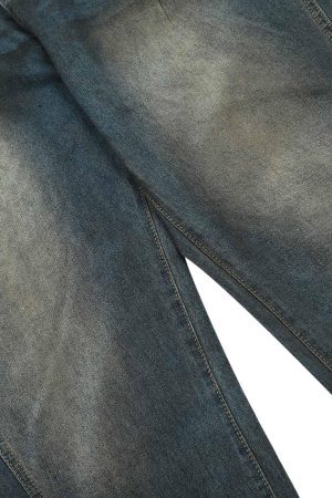 Concert Outfit Dirty Dyed Washed Straight Jeans