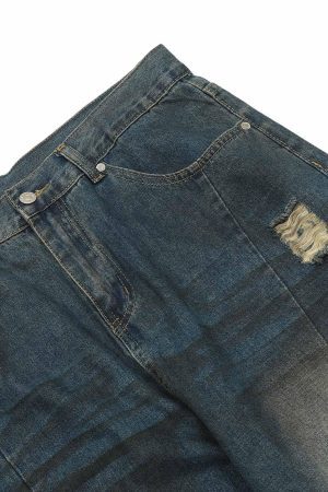 Concert Outfit Dirty Dyed Washed Straight Jeans