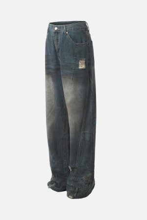 Concert Outfit Dirty Dyed Washed Straight Jeans
