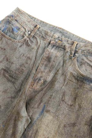 Concert Outfit Dirty-Dyed Wasteland Style Baggy Jeans