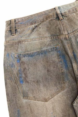 Concert Outfit Dirty-Dyed Wasteland Style Baggy Jeans