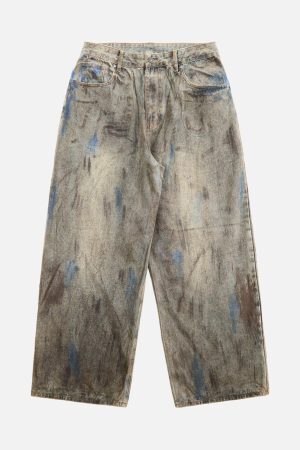 Concert Outfit Dirty-Dyed Wasteland Style Baggy Jeans