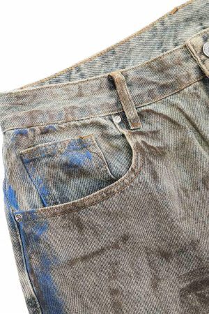 Concert Outfit Dirty-Dyed Wasteland Style Baggy Jeans