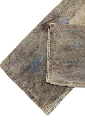 Concert Outfit Dirty-Dyed Wasteland Style Baggy Jeans