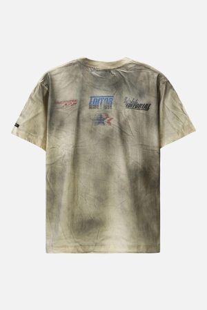 Concert Outfit Dirty Wash Heavy Print Street Rap T-Shirt