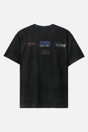 Concert Outfit Dirty Wash Heavy Print Street Rap T-Shirt