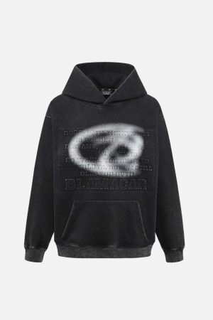 Concert Outfit Distressed 3D Steel Print Hip-Hop Pullover Hoodie