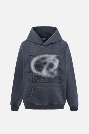 Concert Outfit Distressed 3D Steel Print Hip-Hop Pullover Hoodie