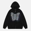 Concert Outfit Distressed Butterfly Patch Cardigan Hoodie