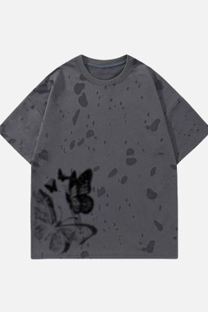 Concert Outfit Distressed Butterfly Tee
