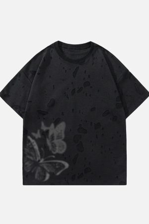 Concert Outfit Distressed Butterfly Tee