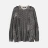 Concert Outfit Distressed Cable Knit Sweater