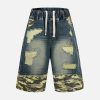 Concert Outfit Distressed Camouflage Denim Shorts
