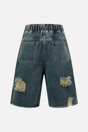 Concert Outfit Distressed Cargo Denim Shorts