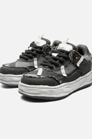 Concert Outfit Distressed Deconstructed Split Whisker Platform Sneakers