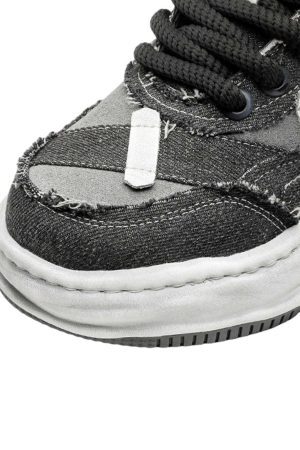 Concert Outfit Distressed Deconstructed Split Whisker Platform Sneakers