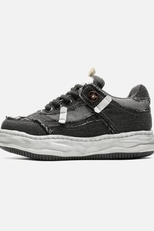 Concert Outfit Distressed Deconstructed Split Whisker Platform Sneakers