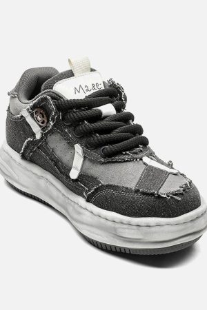 Concert Outfit Distressed Deconstructed Split Whisker Platform Sneakers