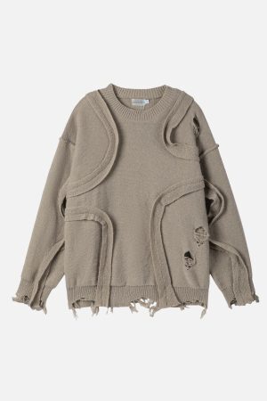 Concert Outfit Distressed Deconstructive Patchwork Sweater