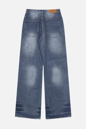 Concert Outfit Distressed Decorative Band Loose Jeans