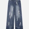 Concert Outfit Distressed Decorative Band Loose Jeans