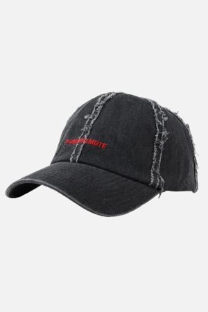 Concert Outfit Distressed Denim Baseball Cap