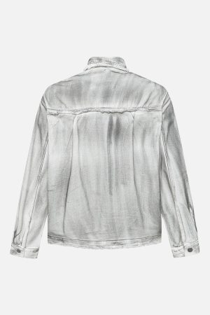 Concert Outfit Distressed Denim Embroidery Jacket