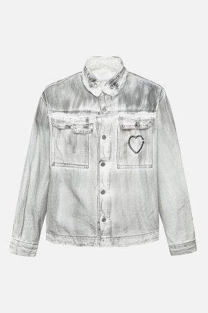 Concert Outfit Distressed Denim Embroidery Jacket