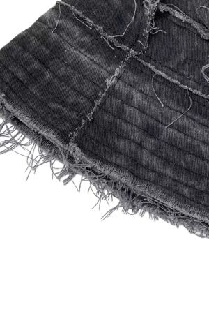 Concert Outfit Distressed Denim Raw Edge Destroyed Bucket Hat