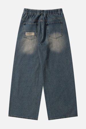 Concert Outfit Distressed Design Loose Jeans