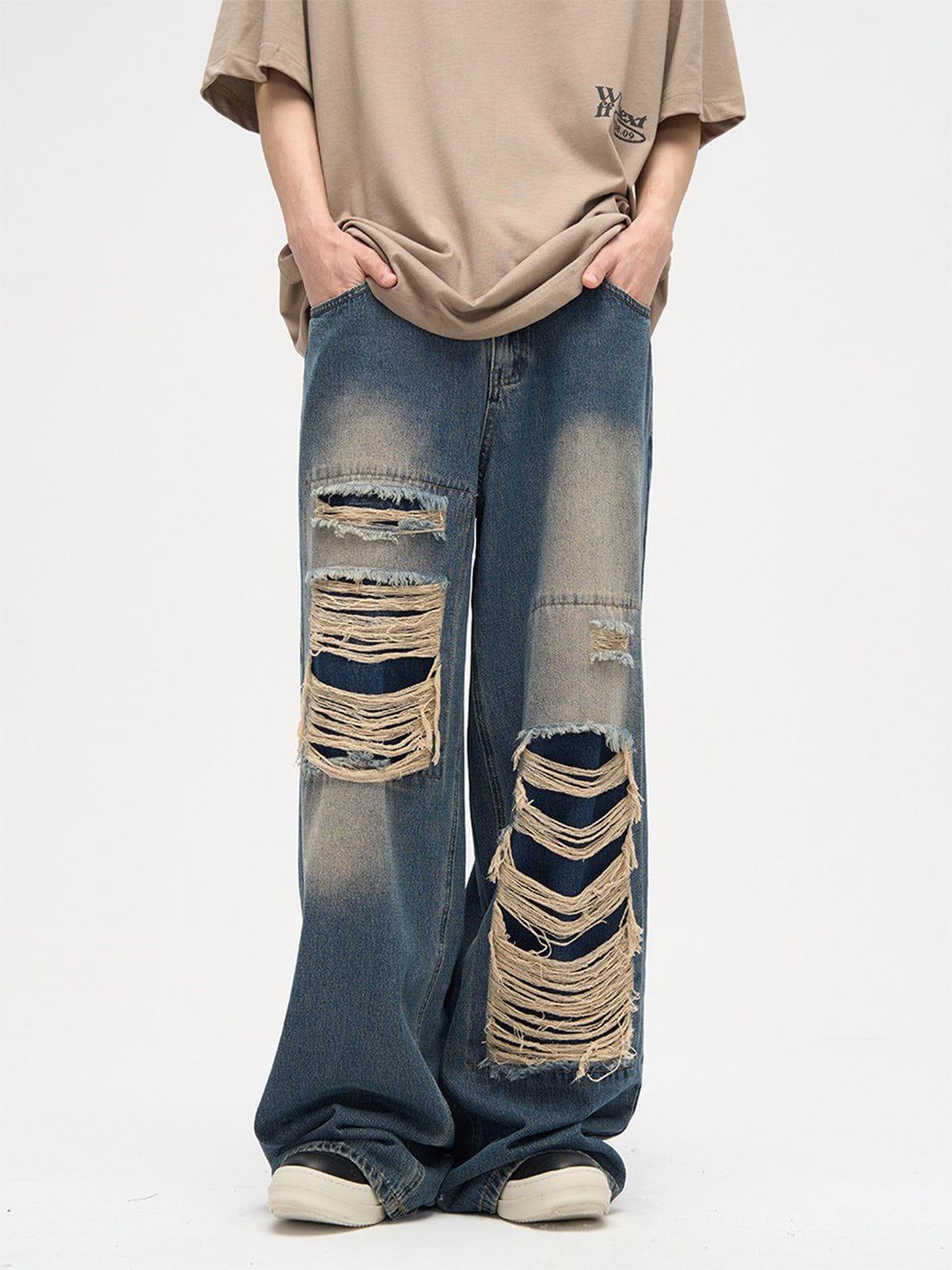 Concert Outfit Distressed Design Loose Jeans Concert Outfit Distressed Design Loose Jeans