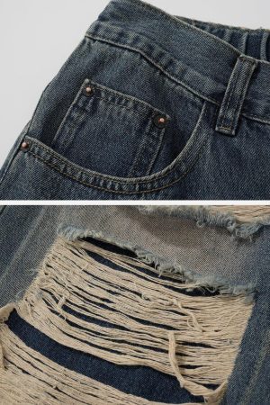 Concert Outfit Distressed Design Loose Jeans