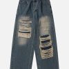 Concert Outfit Distressed Design Loose Jeans