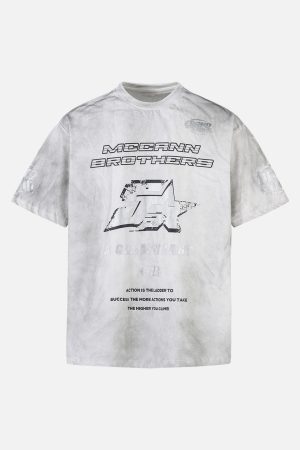 Concert Outfit Distressed Dirty Dyed Print T-Shirt