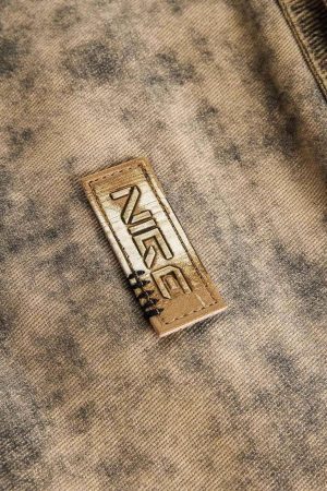 Concert Outfit Distressed  Double-Layer Collar Workwear Jacket